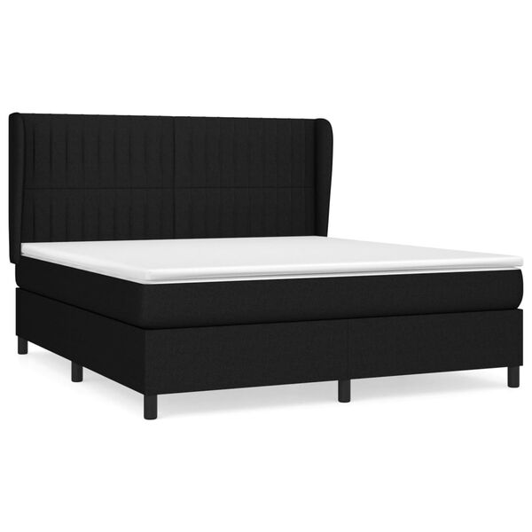 vidaXL Sommier &agrave; lattes de lit avec matelas Noir 180x200 cm Tissu