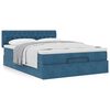 vidaXL Cadre de lit ottoman avec matelas bleu fonc&eacute; 140x190 cm velours