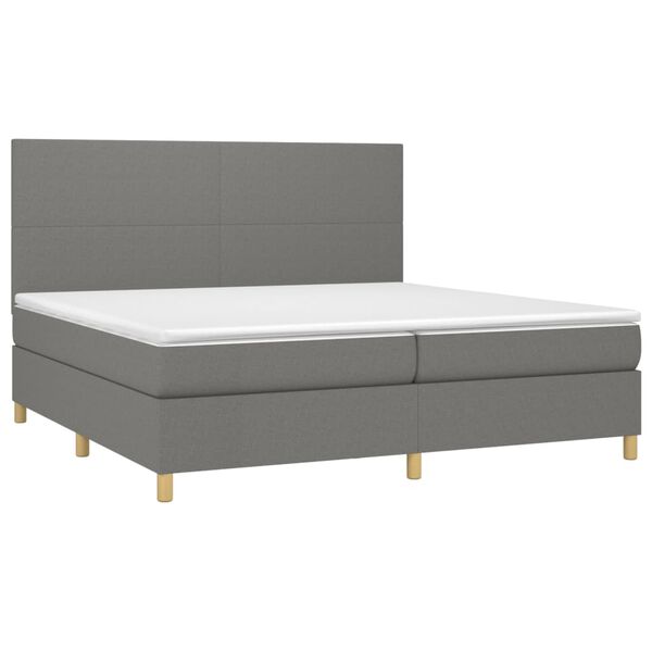 vidaXL Sommier &agrave; lattes de lit avec matelas Gris fonc&eacute; 200x200cm Tissu
