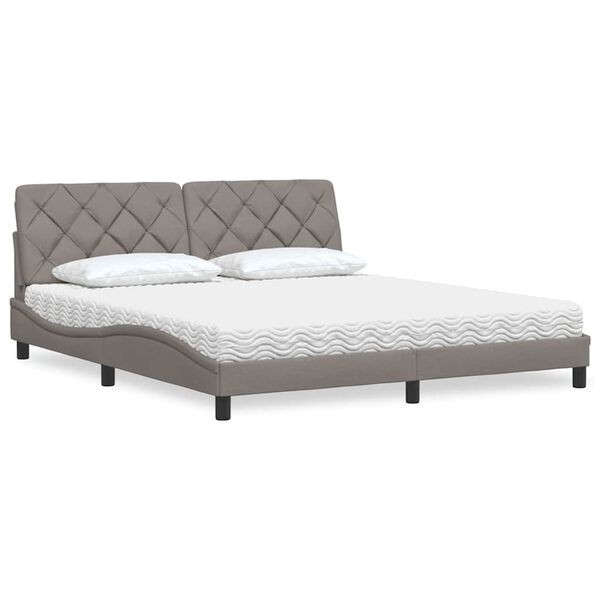 vidaXL Lit avec matelas taupe 180x200 cm tissu
