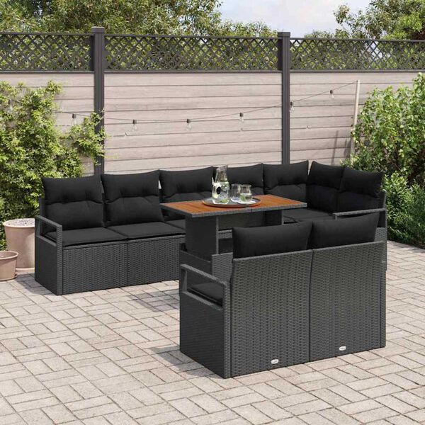 vidaXL Ensemble de canap&eacute; de jardin 9 pcs Noir Poly rotin