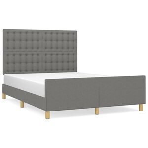 vidaXL Cadre de lit sans matelas gris fonc&eacute; 140x190 cm tissu