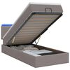 vidaXL Lit coffre avec matelas et LED Taupe 90 x 190 cm Tissu