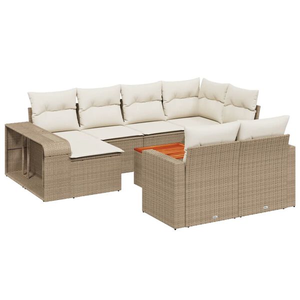 vidaXL Salon de jardin 11 pcs avec coussins beige r&eacute;sine tress&eacute;e
