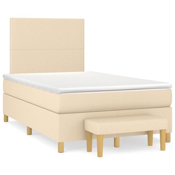 vidaXL Sommier &agrave; lattes de lit avec matelas cr&egrave;me 120x190 cm tissu