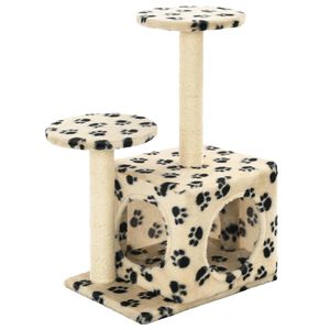 vidaXL Arbre &agrave; chat avec griffoir en sisal 60 cm Beige Motif de pattes
