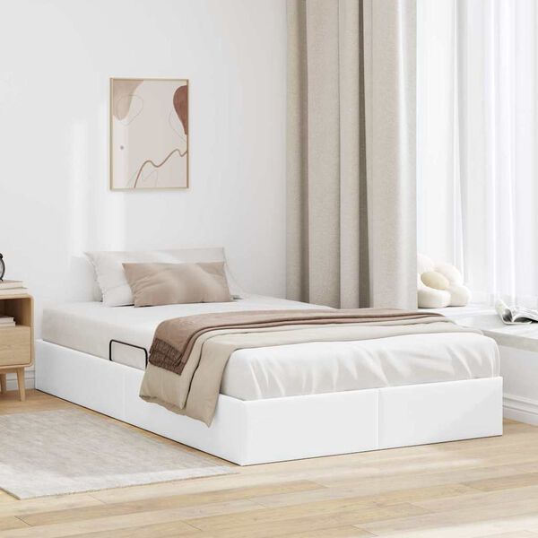 vidaXL Lit de Rangement avec matelas Blanc pur 120 x 200 cm Faux cuir
