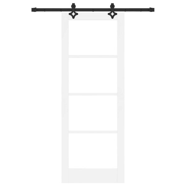 vidaXL Porte coulissante Blanc 78 x 211 cm Bois de pin massif et verre