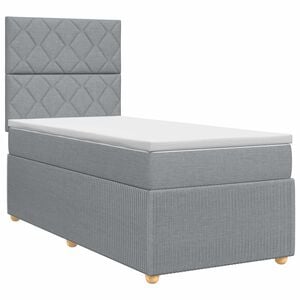 vidaXL Lit boxspring avec matelas Gris clair 90 x 190 cm Tissu