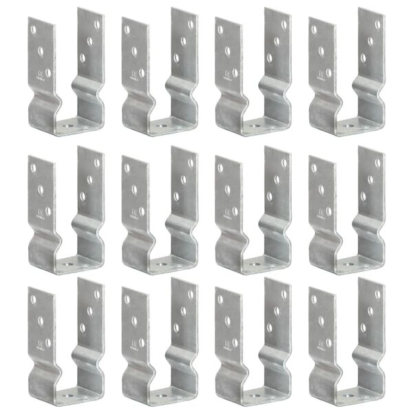 vidaXL Piquets de cl&ocirc;ture 12 pcs Argent&eacute; 7x6x15 cm Acier galvanis&eacute;