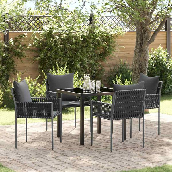 vidaXL Ensemble de salle &agrave; manger pour jardin 5 pcs Noir et gris