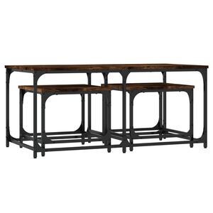 vidaXL Tables basses gigognes 3 pcs ch&ecirc;ne fum&eacute; bois d'ing&eacute;nierie