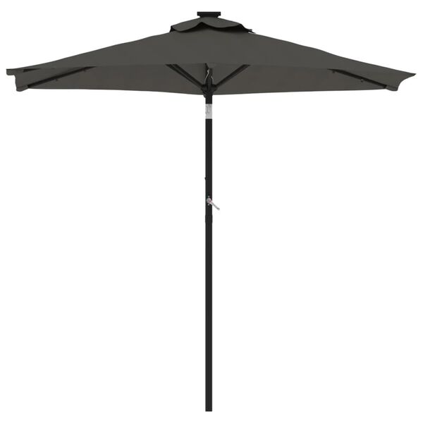 vidaXL Parasol de jardin LED et mât en acier anthracite 225x225x212 cm