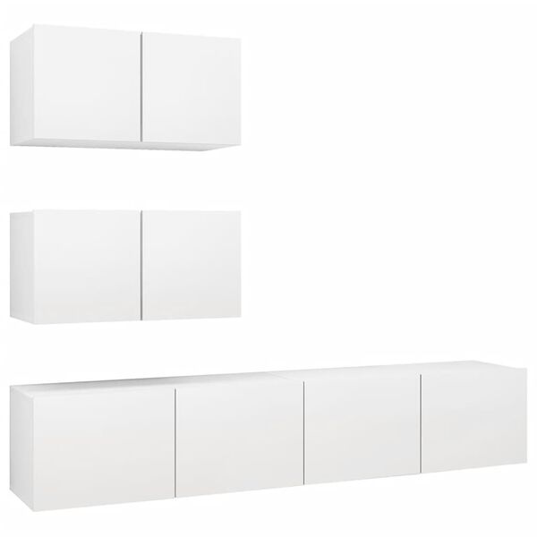 vidaXL Ensemble de meubles TV 4 pcs Blanc Bois d'ingénierie