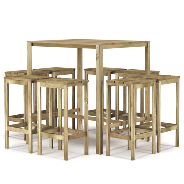 vidaXL Ensemble de bar de jardin 9 pcs Bois de pin imprégné