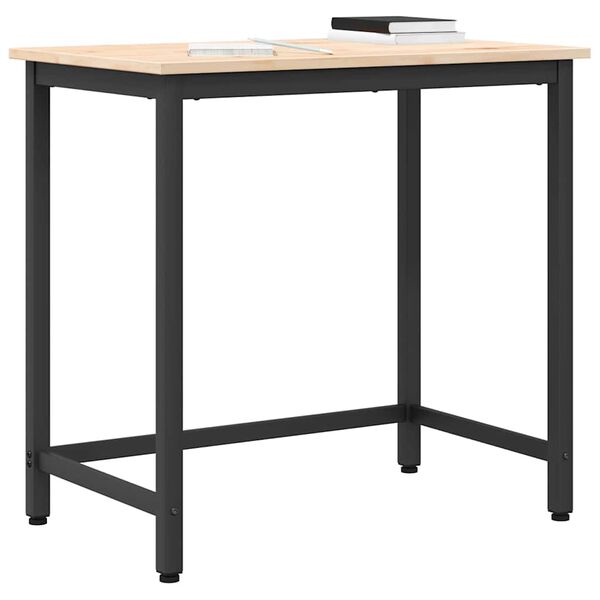 vidaXL table Naturel 80 x 50 x 77 cm Bois d'ing&eacute;nierie et acier