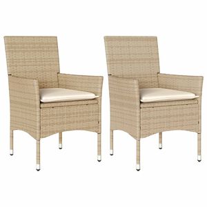 vidaXL Chaises de jardin avec coussins lot de 2 beige r&eacute;sine tress&eacute;e