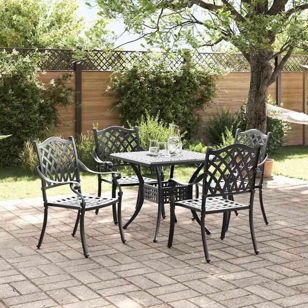 vidaXL Ensemble de tables de jardin 5 pcs Noir Aluminium coul&eacute;
