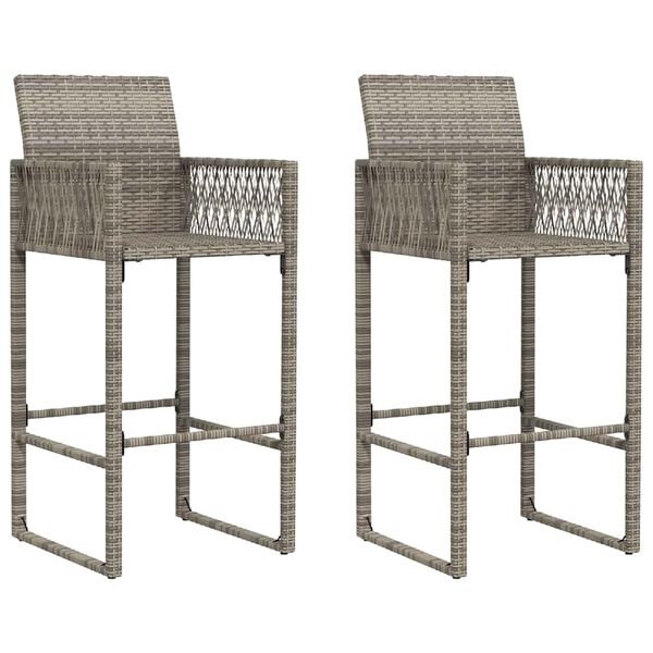 vidaXL Tabourets de bar de jardin lot de 2 gris r&eacute;sine tress&eacute;e