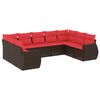 vidaXL Ensemble de canap&eacute; de jardin 9 pcs avec coussins marron r&eacute;sine tress&eacute;e
