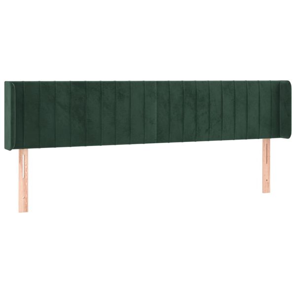 vidaXL T&ecirc;te de lit &agrave; LED Vert fonc&eacute; 163x16x78/88 cm Velours