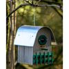 dobar Nichoir &agrave; oiseaux Teak toit arrondi en zinc naturel/vert/argent&eacute;