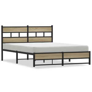 vidaXL Cadre de lit en m&eacute;tal sans matelas ch&ecirc;ne sonoma 135x190 cm