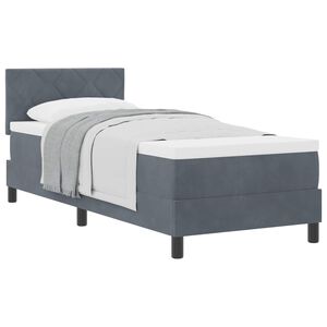 vidaXL Lit &agrave; ressorts avec matelas Gris fonc&eacute; 80 x 200 cm Velours