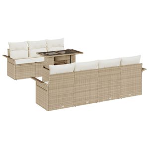 vidaXL Ensemble de canap&eacute; de jardin 8 pc Beige
