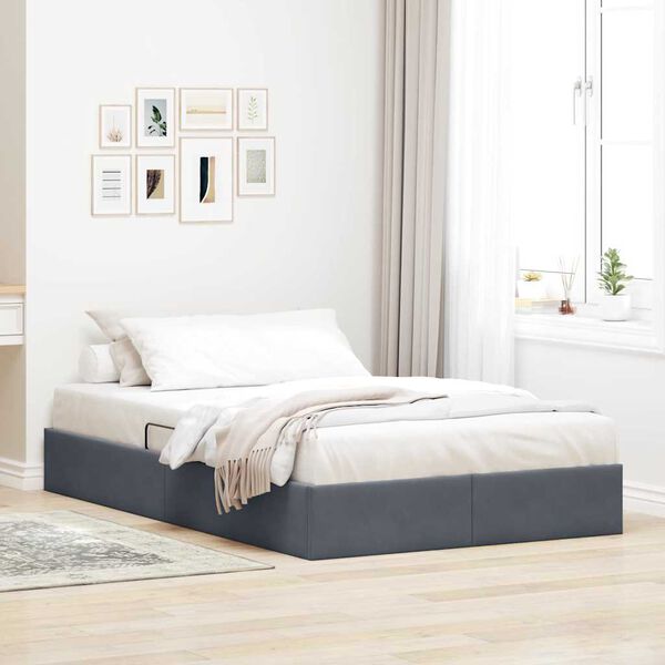 vidaXL Lit de Rangement avec matelas Gris fonc&eacute; 120 x 200 cm Velours