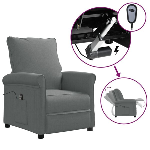 vidaXL Fauteuil inclinable &eacute;lectrique Gris fonc&eacute; Tissu