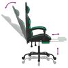vidaXL Chaise de jeu pivotante et repose-pied Noir et vert Similicuir