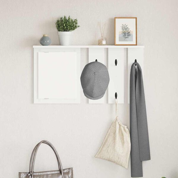 vidaXL Porte-manteau mural Blanc 85 x 10 x 45 cm Bois d'ing&eacute;nierie