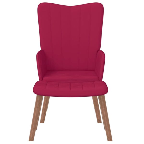 vidaXL Chaise de relaxation avec repose-pied Rouge bordeaux Velours