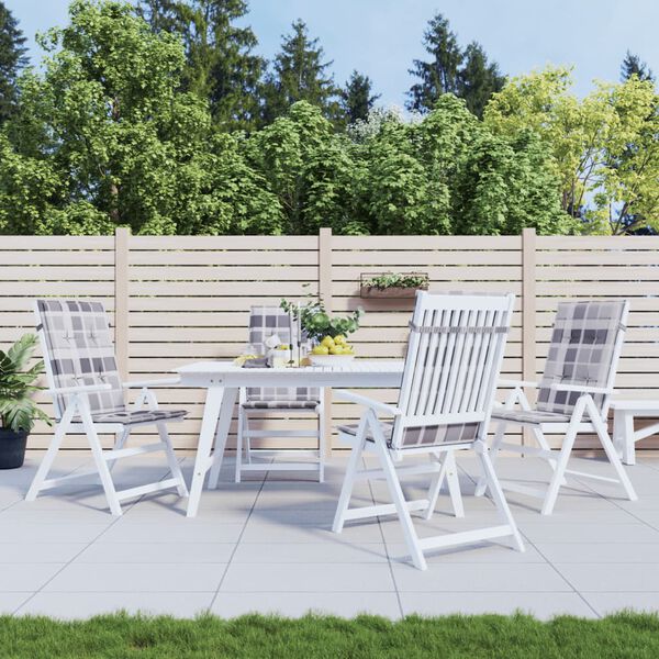 vidaXL Coussins de chaise jardin &agrave; dossier haut lot de 4 carreaux gris