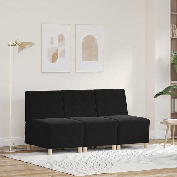 vidaXL Unit&eacute; de Sofa Modulaire Sans Accoudoirs 3 pcs Noir