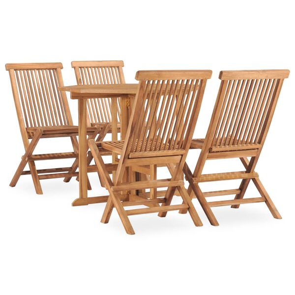vidaXL Ensemble &agrave; manger d'ext&eacute;rieur pliable 5 pcs Bois solide de teck