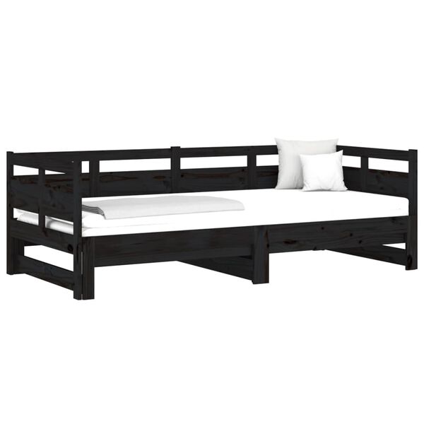 vidaXL Lit coulissant sans matelas noir 2x(90x190) cm