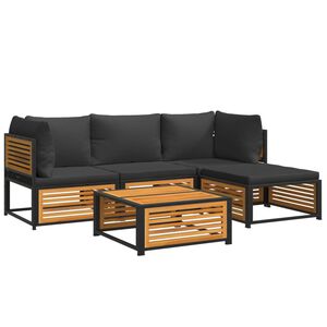vidaXL Salon de jardin avec coussins 5 pcs Bois d'acacia solide