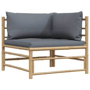 vidaXL Canap&eacute; d'angle de jardin avec coussins gris fonc&eacute; Bambou