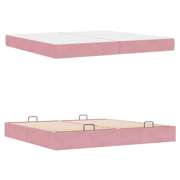 vidaXL Cadre de lit avec matelas avec matelas 2 pcs Rose Velours