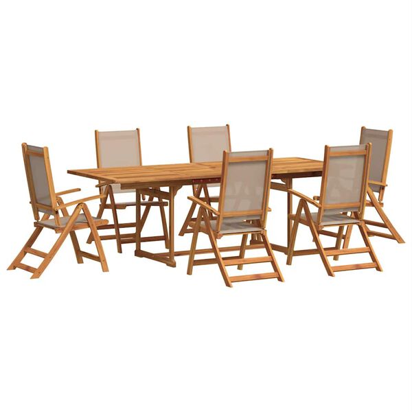 vidaXL Ensemble &agrave; Manger de jardin 7pcs bois d'acacia solide textil&egrave;ne