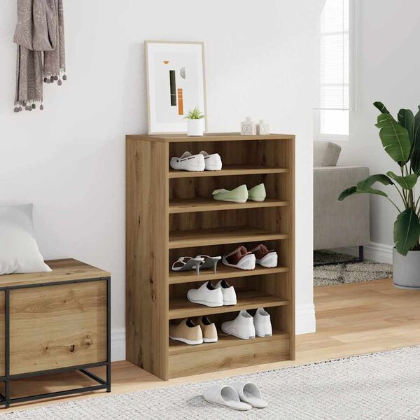 vidaXL Armoire &agrave; chaussures ch&ecirc;ne artisanal bois d'ing&eacute;nierie