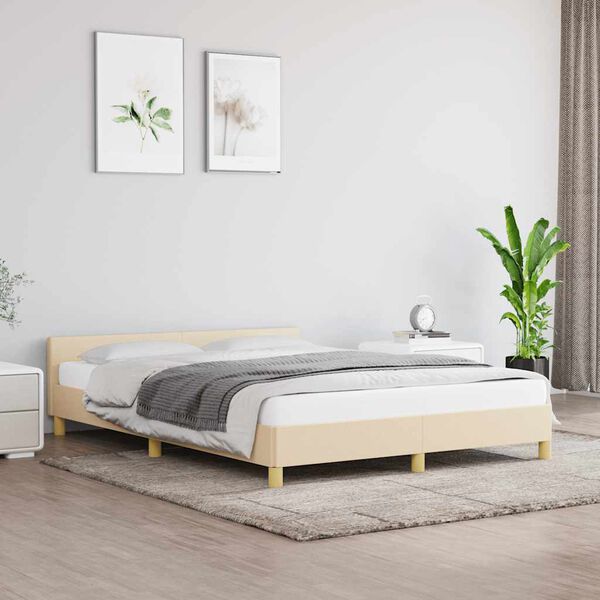 vidaXL Cadre de lit sans matelas cr&egrave;me 140x200 cm tissu