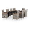 vidaXL Ensemble &agrave; manger de jardin avec coussins 9 pcs Gris