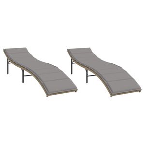 vidaXL Chaises longues lot de 2 avec coussins beige r&eacute;sine tress&eacute;e