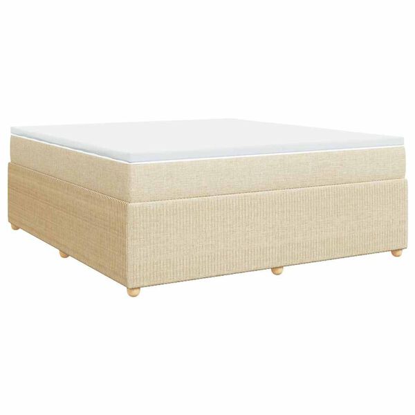 vidaXL Sommier à lattes de lit avec matelas Crème 180x200 cm Tissu