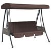 vidaXL Balancelle de jardin avec auvent r&eacute;glable marron caf&eacute; acier