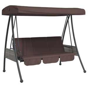 vidaXL Balancelle de jardin avec auvent r&eacute;glable marron caf&eacute; acier