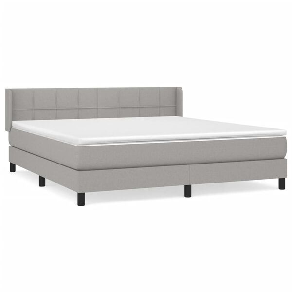 vidaXL Sommier &agrave; lattes de lit avec matelas Gris clair 160x200cm Tissu
